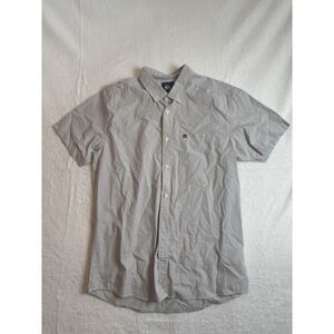 Quiksilver Regular Grey Button Down Short Sleeve Collared Shirt Men's Large *